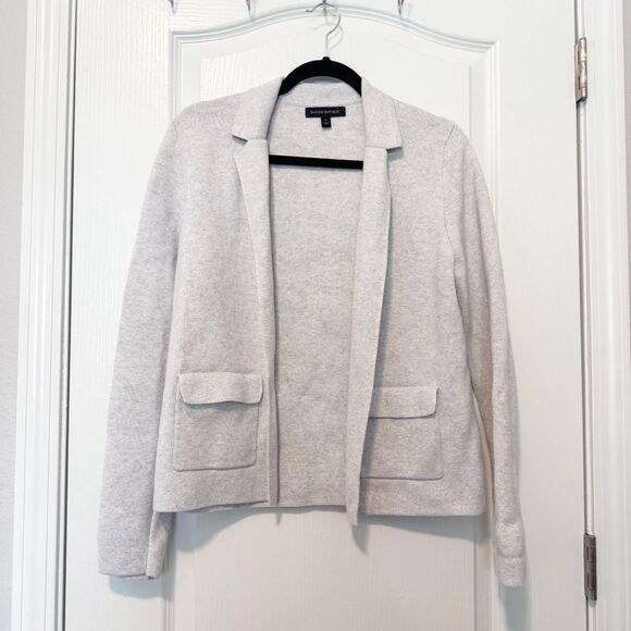 Banana Republic Milano Stitch Grey Cropped Open Front Sweater Blazer Size Small - Picture 1 of 11